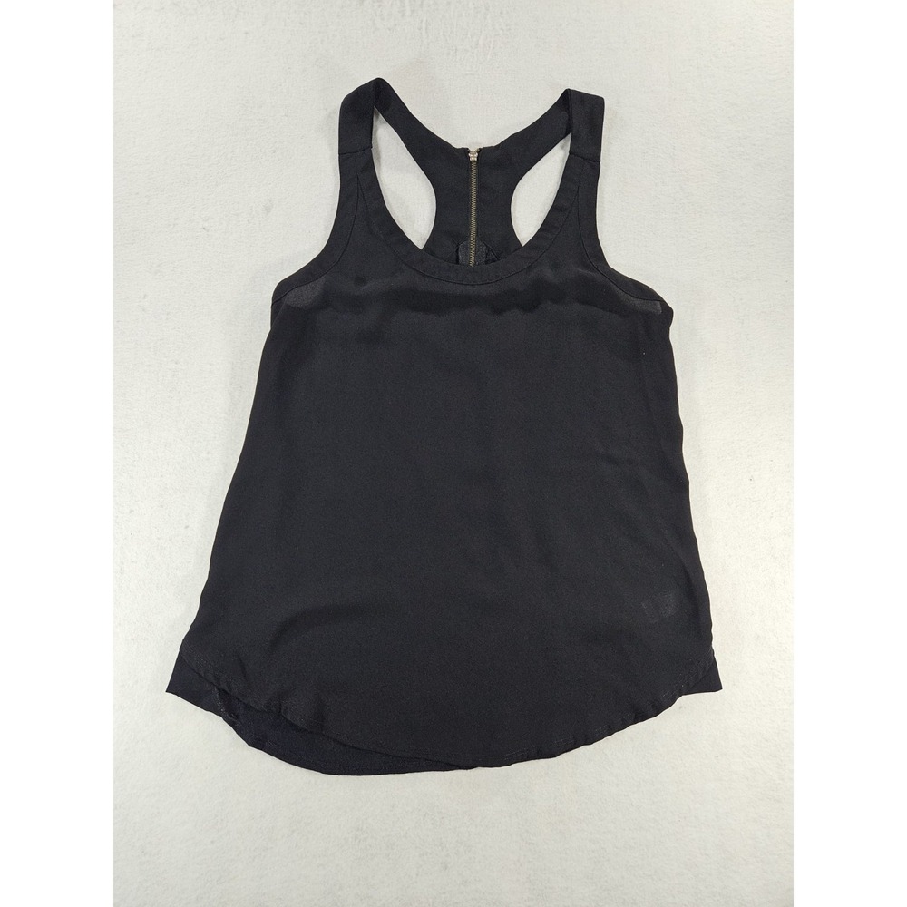 Lot of 2 Express Mixed Media Racerback Tank Tops Women Small Black Gray Zip Back